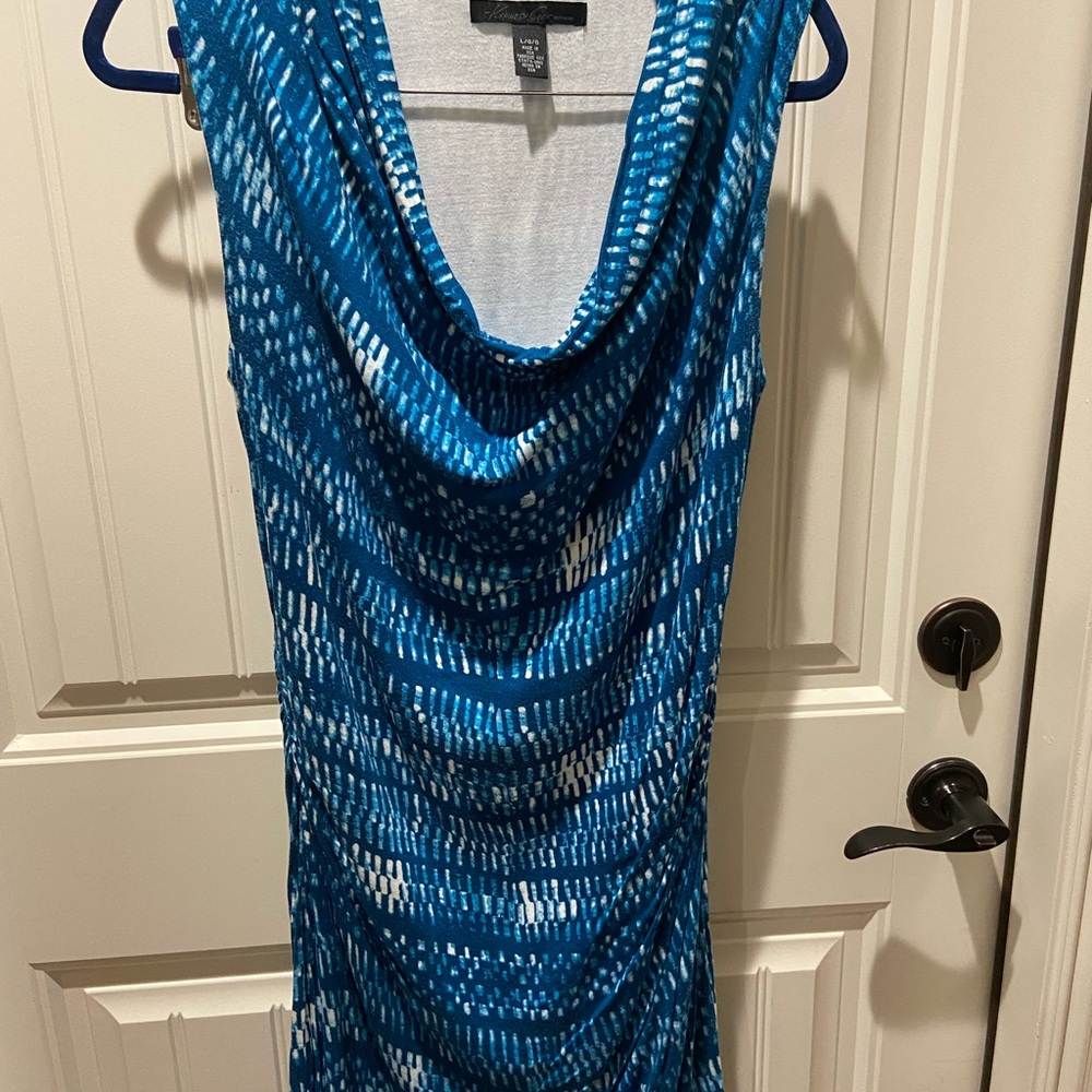 Kenneth Cole New York Blue and White Dress